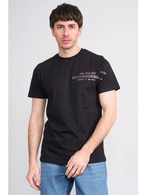 Çetinkaya Mentality 4523 Bisiklet Yaka Regular Modelli T-Shirt Siyah