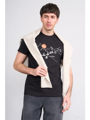 Çetinkaya Mentality 4530 Bisiklet Yaka Regular Modelli T-Shirt Siyah