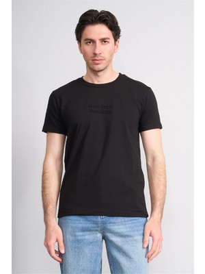 Çetinkaya Mentality 4829 Bisiklet Yaka Regular Baskılı T-Shirt Siyah