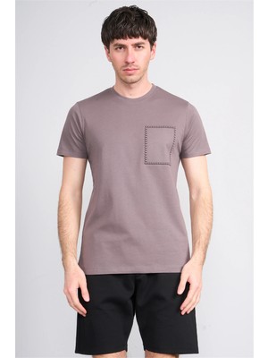 Çetinkaya Mentality 4508 Bisiklet Yaka Regular Modelli T-Shirt Gri