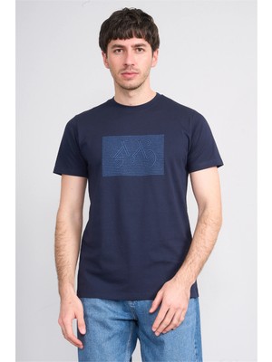 Çetinkaya Mentality 4506 Bisiklet Yaka Regular Baskılı T-Shirt Lacivert