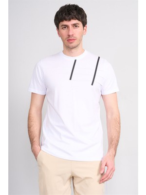 Çetinkaya Mentality 4507 Bisiklet Yaka Regular Modelli T-Shirt Beyaz