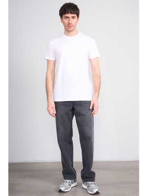 Çetinkaya Mentality 4506 Bisiklet Yaka Regular Baskılı T-Shirt Beyaz