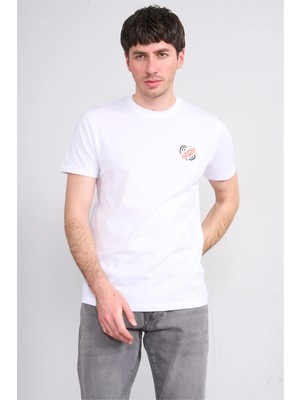 Çetinkaya Mentality 4516 Bisiklet Yaka Regular Modelli T-Shirt Beyaz
