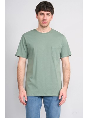 Çetinkaya Mentality 3713 Bisiklet Yaka Regular Cepli T-Shirt Haki