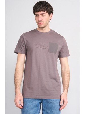 Çetinkaya Mentality 4533 Bisiklet Yaka Regular Modelli T-Shirt Koyu Gri