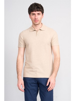 Çetinkaya Mentality 4603 Polo Yaka Regular Modelli T-Shirt Taş
