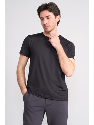 Çetinkaya Mentality 4538 Bisiklet Yaka Regular Basic T-Shirt Siyah