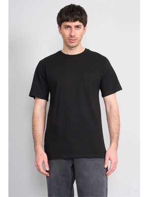 Çetinkaya Mentality 3713 Bisiklet Yaka Regular Cepli T-Shirt Siyah