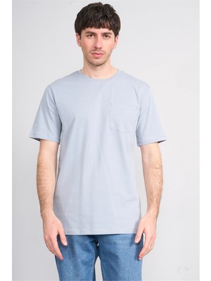 Çetinkaya Mentality 3713 Bisiklet Yaka Regular Cepli T-Shirt Açık Gri