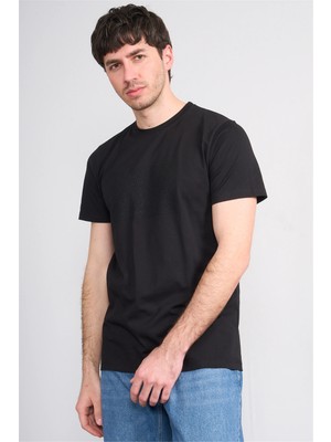 Çetinkaya Mentality 4506 Bisiklet Yaka Regular Baskılı T-Shirt Siyah