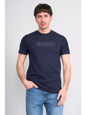 Çetinkaya Mentality 4526 Bisiklet Yaka Regular Modelli T-Shirt Lacivert