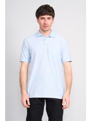 Çetinkaya Mentality 4594 Polo Yaka Regular Çizgili T-Shirt Mavi
