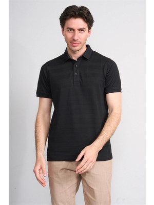 Çetinkaya Mentality 4622 Polo Yaka Regular Modelli T-Shirt Siyah