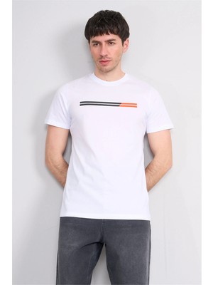 Çetinkaya Mentality 4518 Bisiklet Yaka Regular Modelli T-Shirt Beyaz