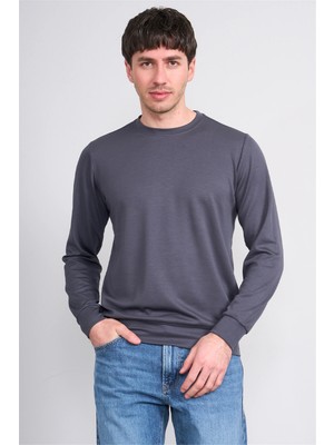 Çetinkaya Mentality 4546 Bisiklet Yaka Uzun Kol Regular T-Shirt Antrasit