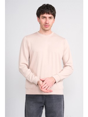 Çetinkaya Mentality 4546 Bisiklet Yaka Uzun Kol Regular T-Shirt Bej