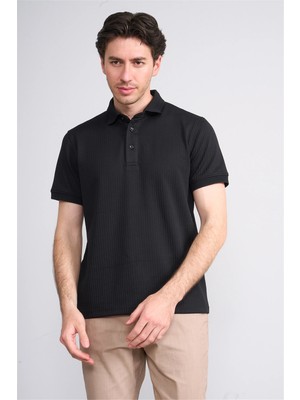 Çetinkaya Mentality 4561 Polo Yaka Regular Modelli T-Shirt Siyah