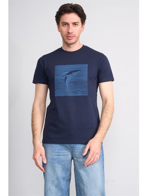 Çetinkaya Mentality 4512 Bisiklet Yaka Regular Modelli T-Shirt Lacivert
