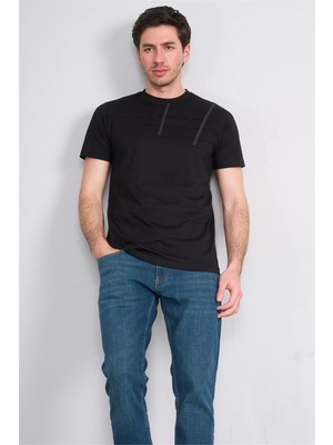 Çetinkaya Mentality 4507 Bisiklet Yaka Regular Modelli T-Shirt Siyah