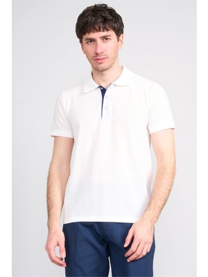 Çetinkaya Mentality 4568 Polo Yaka Regular Modelli T-Shirt Beyaz