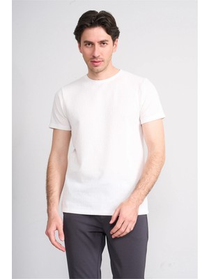 Çetinkaya Mentality 4544 Bisiklet Yaka Regular Modelli T-Shirt Beyaz