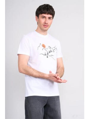 Çetinkaya Mentality 4530 Bisiklet Yaka Regular Modelli T-Shirt Beyaz