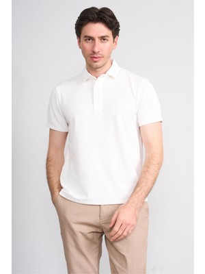 Çetinkaya Mentality 4561 Polo Yaka Regular Modelli T-Shirt Beyaz