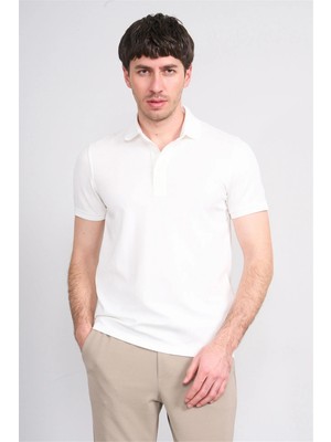 Çetinkaya Mentality 4609 Fermuarlı Polo Yaka Regular Modelli T-Shirt Beyaz