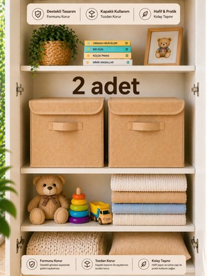 Empressco Evella Home 2 Adet Kapaklı Saklama Kutusu 30X30X30 cm Katlanabilir Dolap Organizer Hurç - Fiyatı, Yorumları