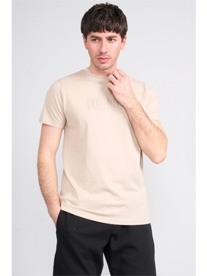 Çetinkaya Mentality 4526 Bisiklet Yaka Regular Modelli T-Shirt Bej