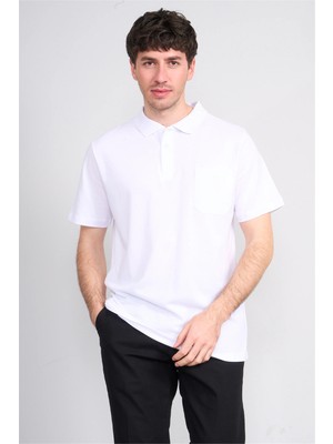 Çetinkaya Mentality 3140 Polo Yaka Regular Cepli Pike T-Shirt Beyaz