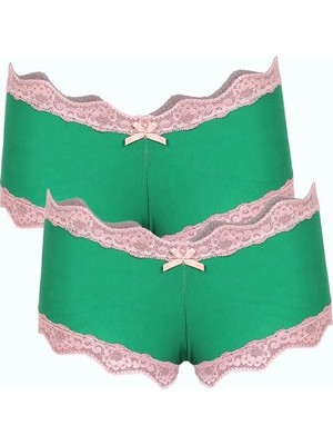 Kadın Pamuklu 2li Boxer Fıstık Yeşili Mery