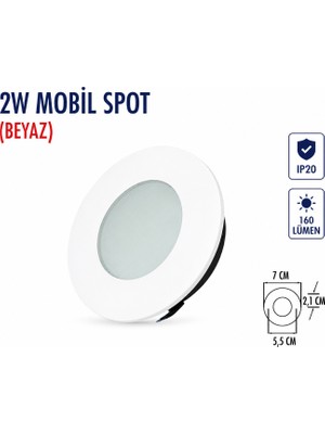 Lampist 2W Mobil Beyaz Spot Lamba 6500K