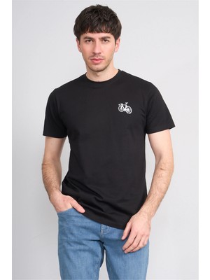 Çetinkaya Mentality 4520 Bisiklet Yaka Regular Modelli T-Shirt Siyah