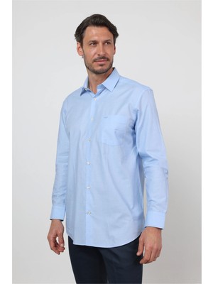 İmza Sert Yaka Uzun Kol Cepli Comfort Fit %100 Pamuk Gömlek 1004260168