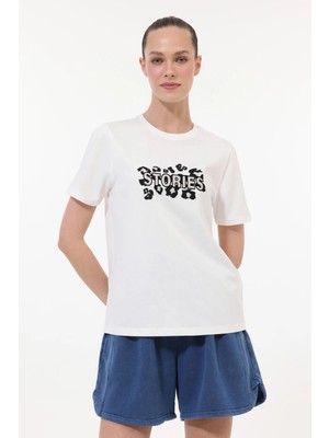 Lumberjack Wl 11POWER Ekru Kadın Kısa Kol T-Shirt