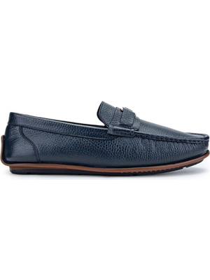 Tamer Tanca Erkek Hakiki Deri Lacivert Loafer Ayakkabı 818 3429 Erk Ayk Y26 Lacı Fltr