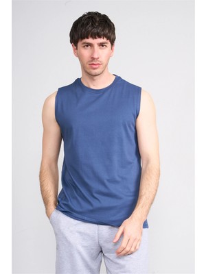 Çetinkaya Mentality 3707 Bisiklet Yaka 30/1 Penye Regular Atlet Indigo