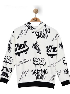 Alg ERKEK ÇOCUK KAPŞONLU STREET GRAFİTİ BASKILI SWEATSHIRT