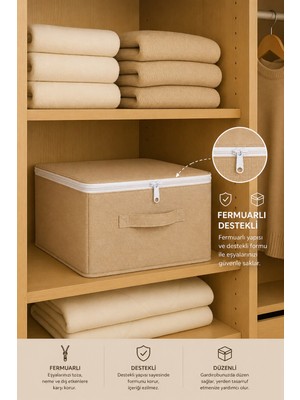 Empressco Evella Home Bej Destekli Fermuarlı Hurç Saklama Kutusu 35X42X23 cm Dolap Içi ve Baza Içi Düzenleyici - Fiyatı, Yorumları