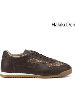 Gönderi(r) Kadın Kahverengi  Lastik Bağcıklı Hakiki Deri Sneaker