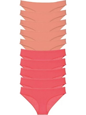 Marsilyan 10 Adet Eko Set Likralı Kadın Slip Külot Pudra Fuşya