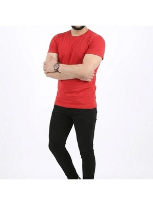 Evrenial Erkek Basic Tişört Bisiklet Yaka Kısa Kol Günlük Yazlık Slim Fit T-Shirt