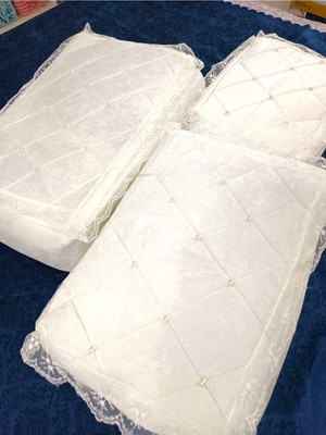 Empressco Çt Çeyizci Tekstil Çeyizlik Boncuk Işlemeli Kadife Nişan Hurcu 3lü Nişan Hurcu, Bohça Gelin Hurç Seti - Krem - Fiyatı, Yorumları