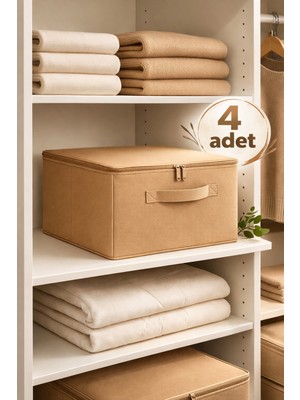 Empressco Evella Home Bej 4 Adet Fermuarlı Destekli Hurç Seti 35X42X23 cm Çok Amaçlı Dolap ve Baza Içi Düzenleyici - Fiyatı, Yorumları
