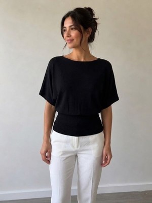 Urumday Kadın Korseli Beli Toparlayan Yarasa Kol Ince Merserize Bluz