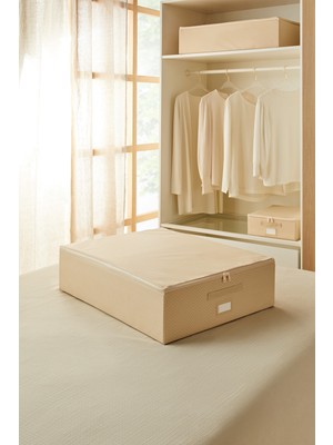 Empressco Ocean Home Textile Büyük Boy Bej Balıksırtı Baza Altı Valiz Düzenleyici Destekli Kutu Hurç 55X70X18 - Fiyatı, Yorumları