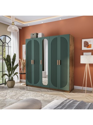 Velmo Barrel 5 Kapaklı Gardırop (Yeşil)
