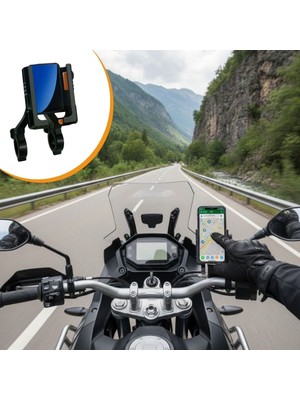 Evrensel Motosiklet Telefon Tutucu - Kaymaz, Kilitlenebilir Güvenli Tutuşlu, 360° Ayarlanabilir Gidon Bağlantılı Akıllı Telefon Aparatı